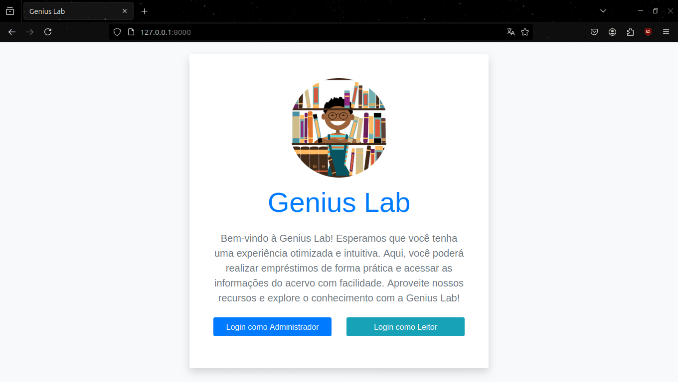 Sistema de Gestão de Bibliotecas 'Genius Lab'.